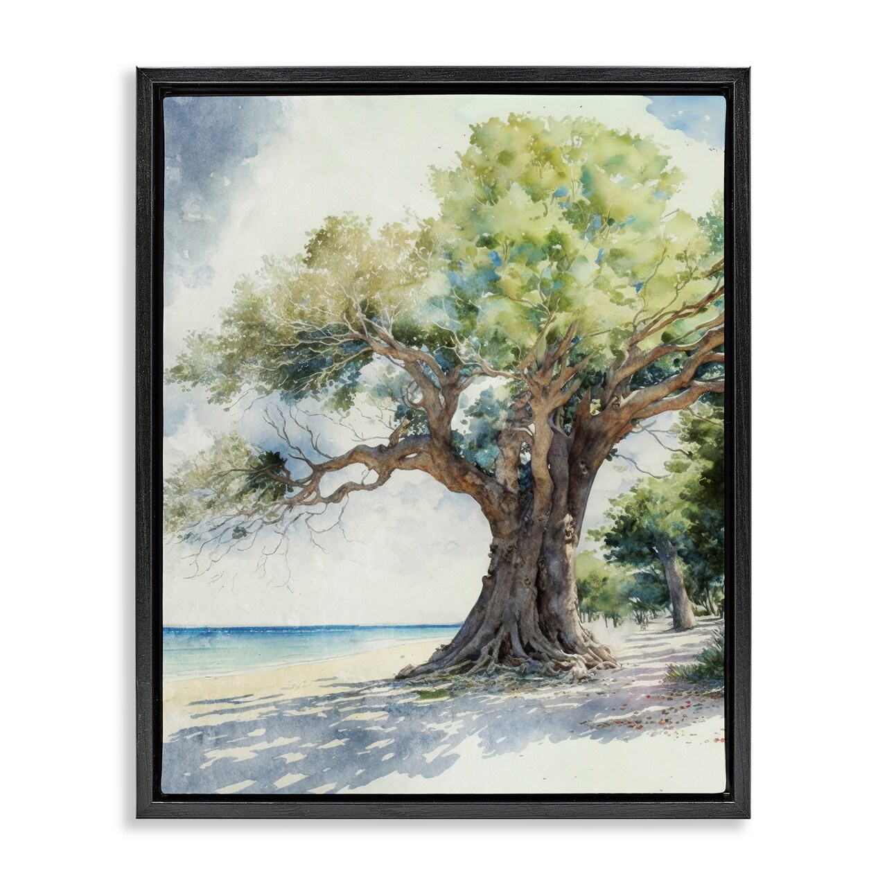Stupell Industries Watercolor Tree on Shore Floater Framed Canvas Wall Art Design by Svetlana Aleynikova
